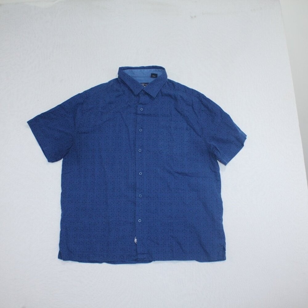 Nat Nast Blue Men Shirt Large Button Down Casual Shirt Collared Short Sleeve